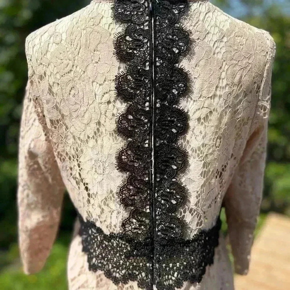 🏷️ SALE Zara  Blush Pink Black Detail Lace Blouse Girlhoodcore - Picture 10 of 12